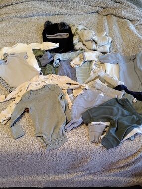 Mixed Baby Clothing Lot in Blue, Green, Cream